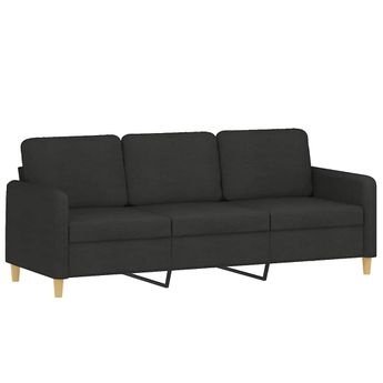 vidaXL 3-Seater Sofa Black Fabric 180 cm