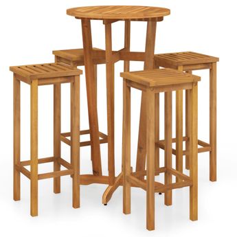 vidaXL 5 Piece Patio Bar Set Solid Wood Acacia