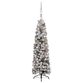 vidaXL Slim Artificial Pre-lit Christmas Tree with Ball Set Green 59.1"