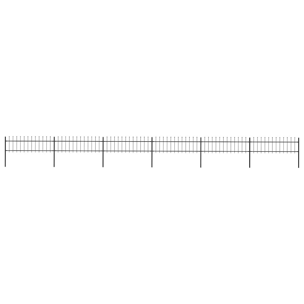 vidaXL Garden Fence with Spear Top Steel 1070x60 cm Black