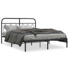 vidaXL Metal Bed Frame without Mattress with Headboard Black 59.1"x78.7"
