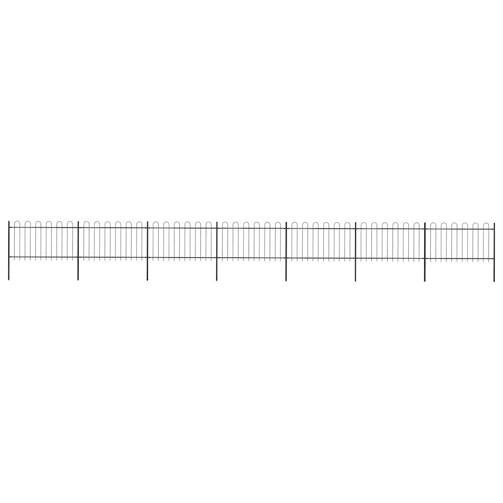 vidaXL Garden Fence with Hoop Top Steel 1248x100 cm Black