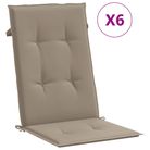 vidaXL Garden Highback Chair Cushions 6 pcs Taupe 47.2"x19.7"x1.2" Fabric
