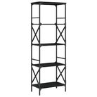 vidaXL Bookcase 5-Tier Black 23.2"x13.8"x67.3" Engineered Wood