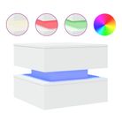 vidaXL Coffee Table with LED Lights White 19.7"x19.7"x15.7"