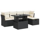 vidaXL 6 Piece Garden Sofa Set with Cushions Black Poly Rattan