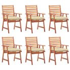 vidaXL Outdoor Dining Chairs 6 pcs with Cushions Solid Acacia Wood