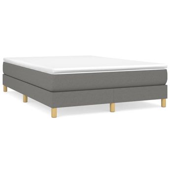 vidaXL Box Spring Bed Frame Dark Grey Queen Fabric (US Only)