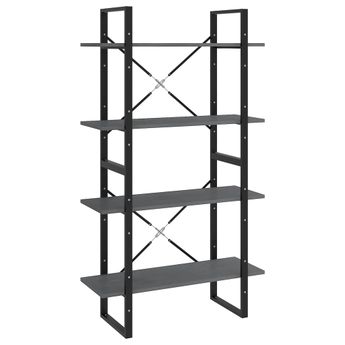 vidaXL 4-Tier Book Cabinet Gray 31.5"x11.8"x55.1" Solid Pine Wood