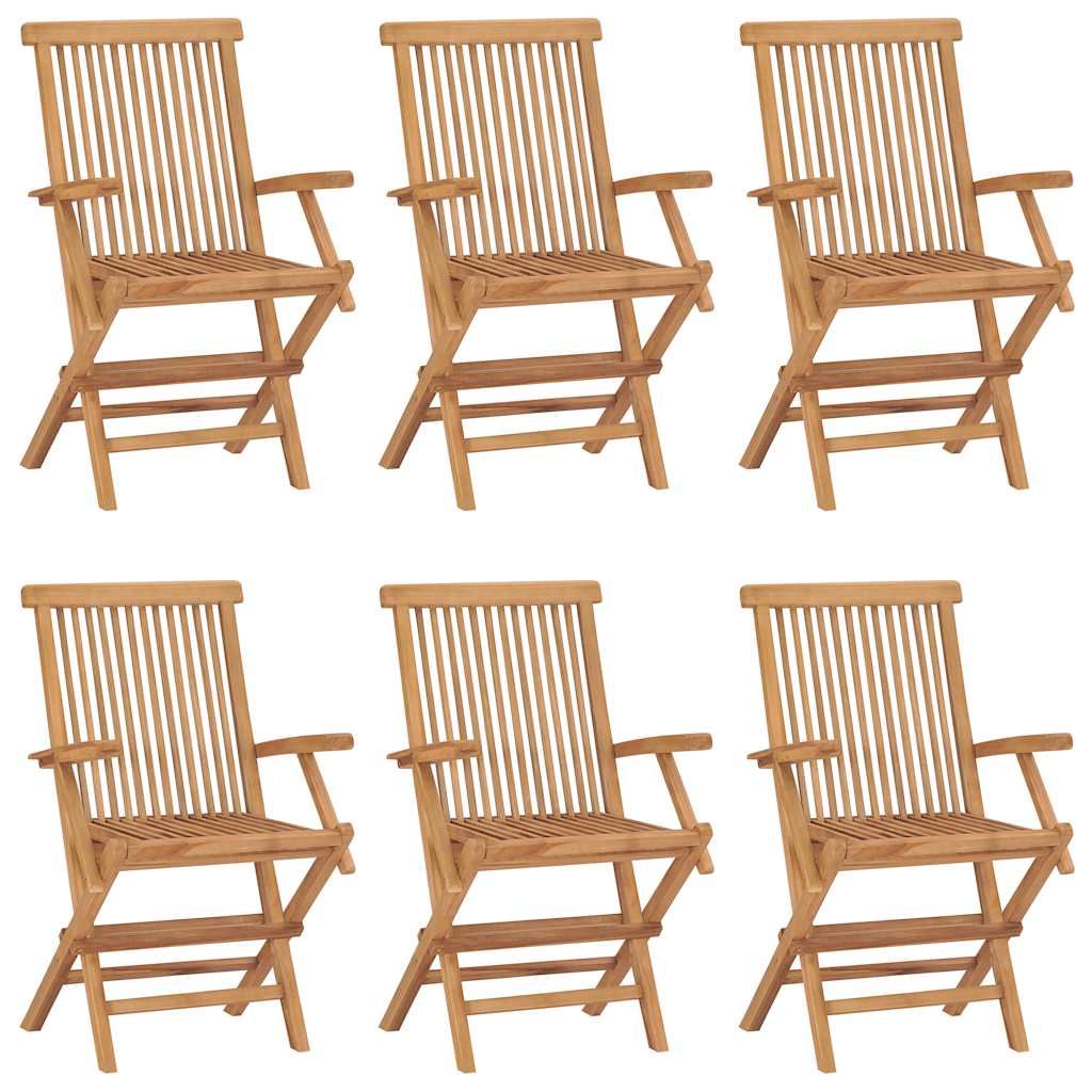 vidaXL Folding Patio Chairs 6 pcs Solid Teak Wood