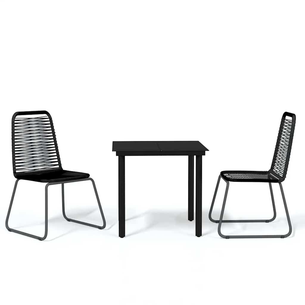 vidaXL 3 Piece Patio Dining Set Black