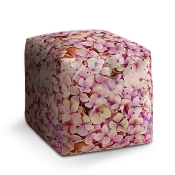 Sablio Taburet Cube Růžové květy - 50x50x50 cm