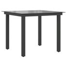 vidaXL Patio Table Black 31.5"x31.5"x29.1" Aluminum and Glass