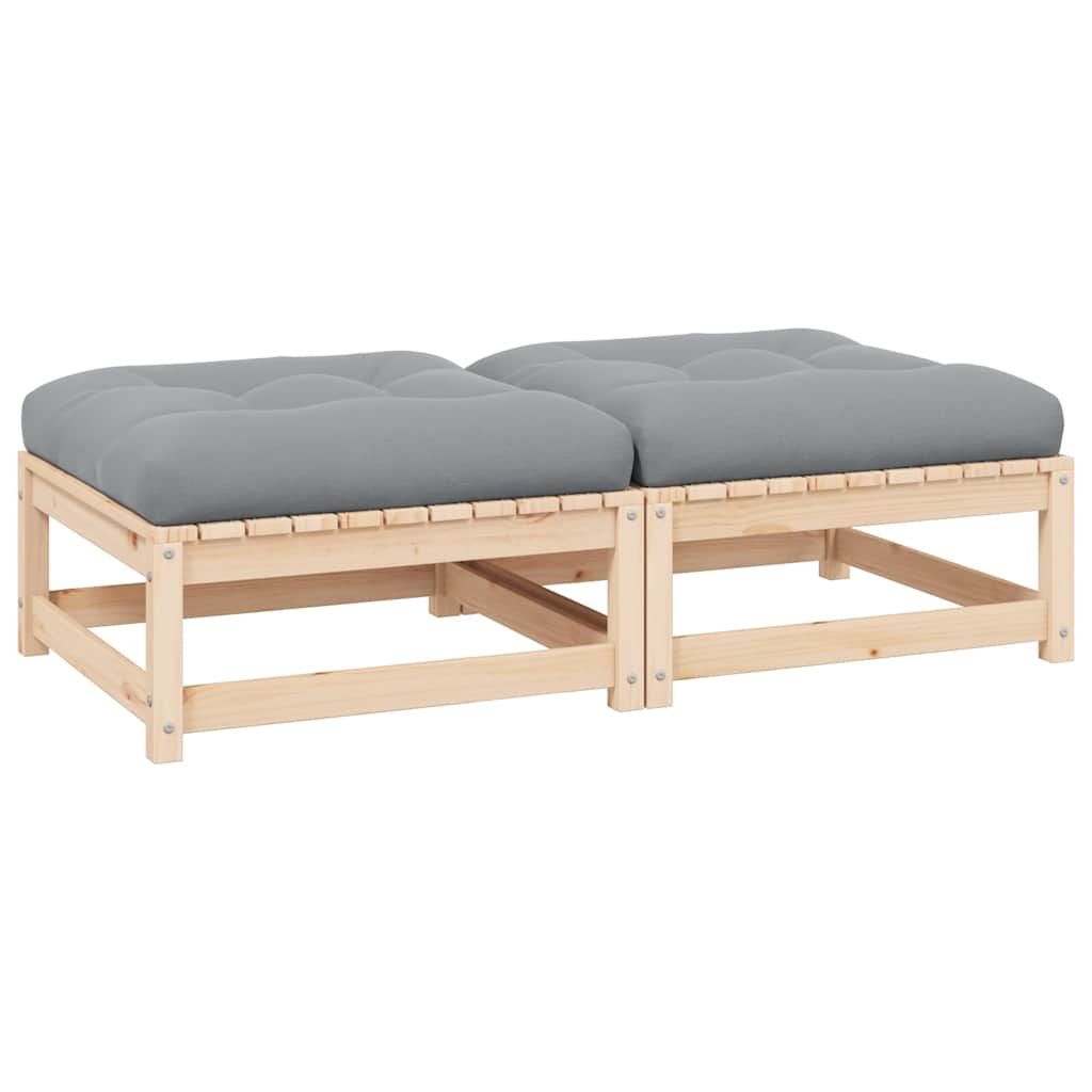 vidaXL Garden Footstools with Cushions 2 pcs Solid Wood Pine