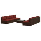 vidaXL 9 Piece Patio Lounge Set with Cushions Poly Rattan Brown
