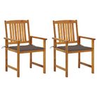 vidaXL Garden Chairs with Cushions 2 pcs Solid Acacia Wood