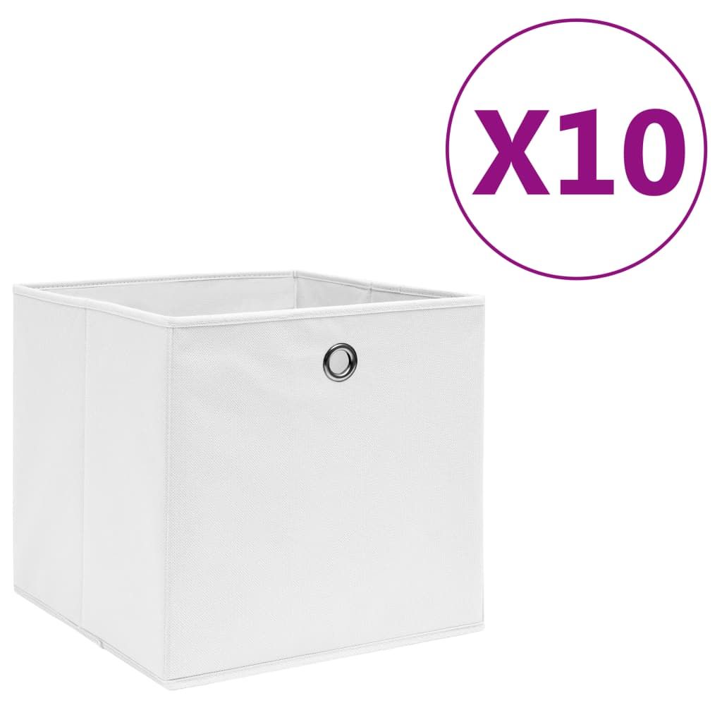 vidaXL Storage Boxes 10 pcs Non-woven Fabric 11"x11"x11" White