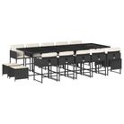 vidaXL 15 Piece Patio Dining Set with Cushions Black Poly Rattan