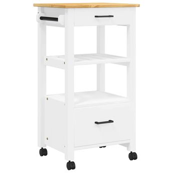 vidaXL Kitchen Trolley MONZA 18.9"x15.7"x34.8" Solid Wood Pine
