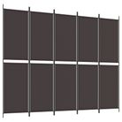 vidaXL 5-Panel Room Divider Brown 250x200 cm Fabric