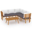 vidaXL 6 Piece Garden Lounge Set with Cushions Solid Acacia Wood
