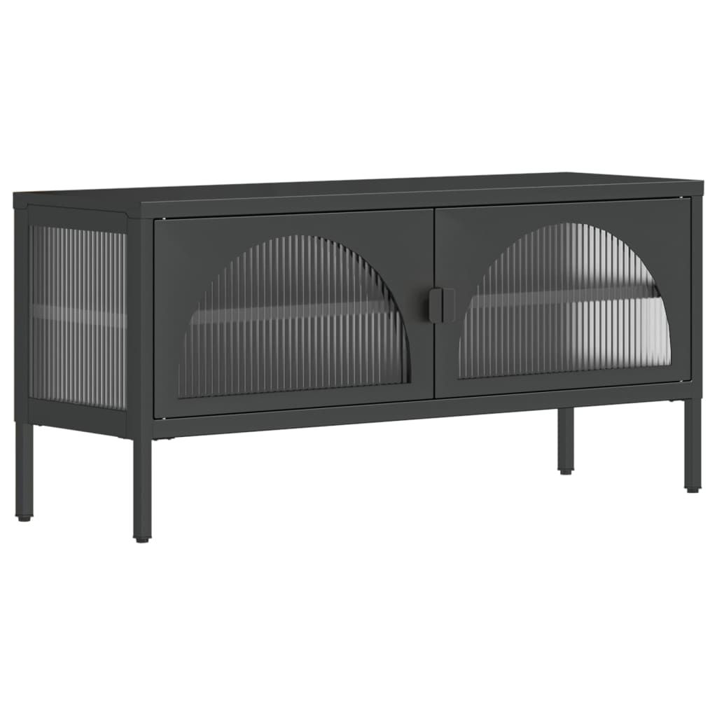 vidaXL TV Stand Black 41.3"x13.8"x19.7" Glass and Steel