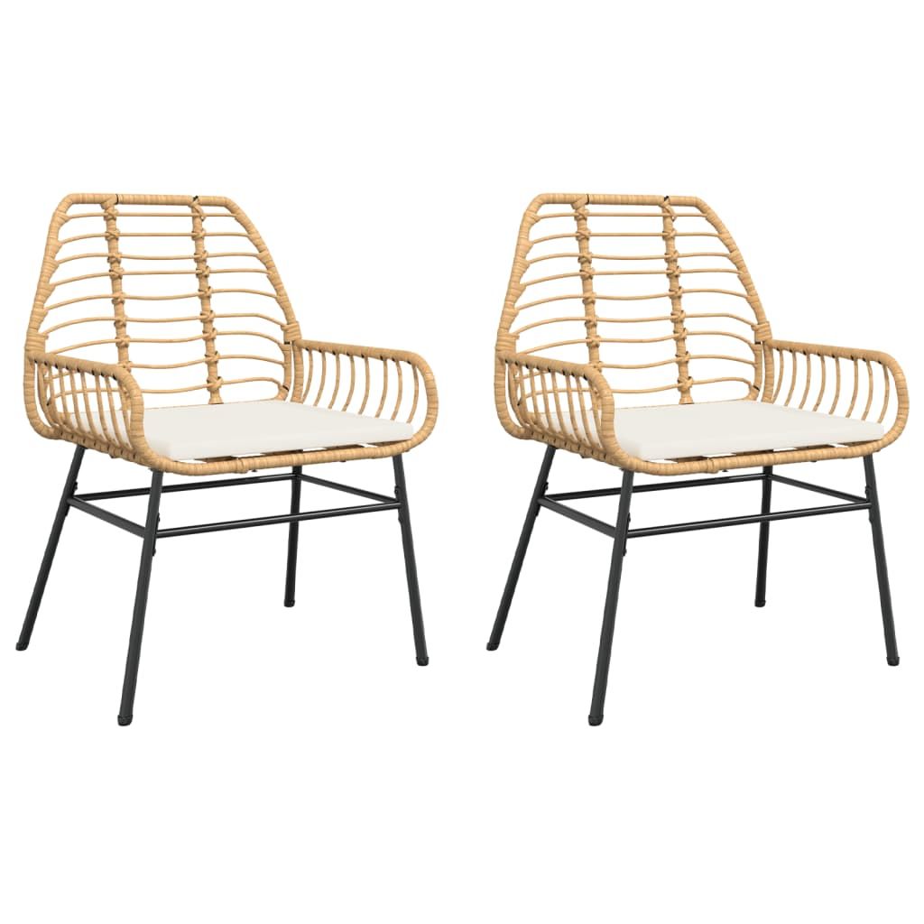 vidaXL Garden Chairs 2 pcs with Cushions Brown Poly Rattan