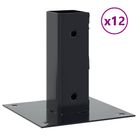 vidaXL Post Bases Square 12 pcs Anthracite 1.81x1.81" Powder-coated Steel