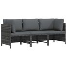 vidaXL 3-Seater Patio Sofa with Cushions Gray Poly Rattan