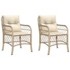 vidaXL Garden Chairs with Cushions 2 pcs Beige Poly Rattan