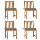 vidaXL Patio Chairs 4 pcs with Cushions Solid Teak Wood
