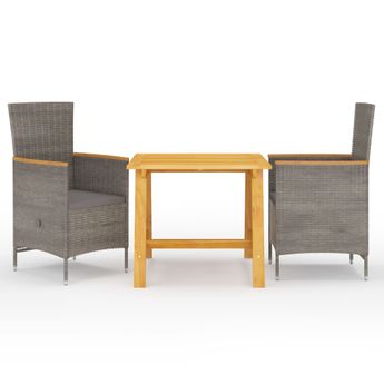 vidaXL 3 Piece Garden Dining Set Grey
