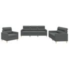 vidaXL 3 Piece Sofa Set with Cushions Dark Gray Fabric