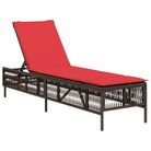 vidaXL Sun Lounger with Cushion Brown Poly Rattan