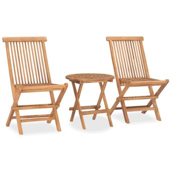 vidaXL 3 Piece Folding Patio Dining Set Solid Teak Wood