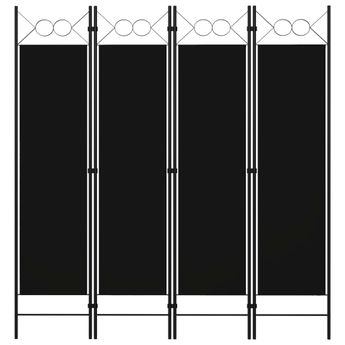vidaXL 4-Panel Room Divider Black 160x180 cm