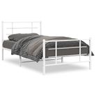vidaXL Metal Bed Frame without Mattress with Footboard White 39.4"x78.7"