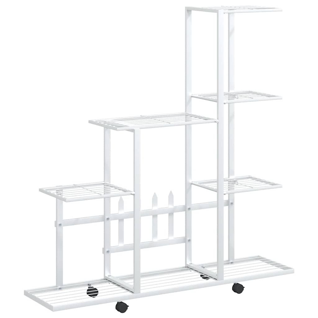 vidaXL Flower Stand with Wheel 37.2"x9.8"x36.4" White Metal