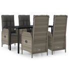 vidaXL 5 Piece Garden Dining Set with Cushions Black and Grey Poly Rattan