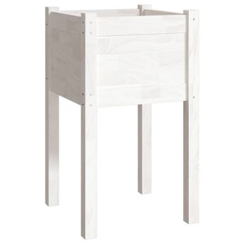 vidaXL Garden Planter White 15.7"x15.7"x27.6" Solid Wood Pine