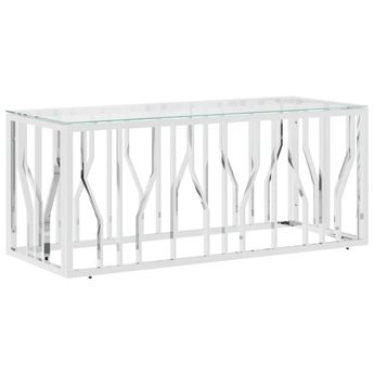 vidaXL Coffee Table 43.3"x17.7"x17.7" Stainless Steel and Glass