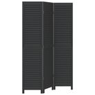 vidaXL Room Divider 3 Panels Black Solid Wood Paulownia