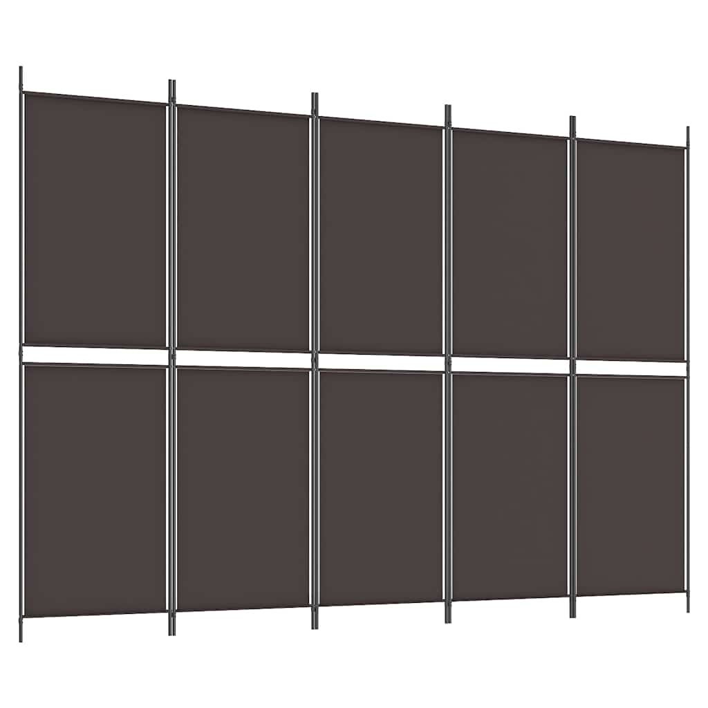 vidaXL 5-Panel Room Divider Brown 250x180 cm Fabric