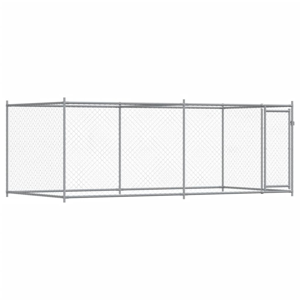 vidaXL Dog Cage with Door Gray 13.1'x6.6'x4.9' Galvanized Steel