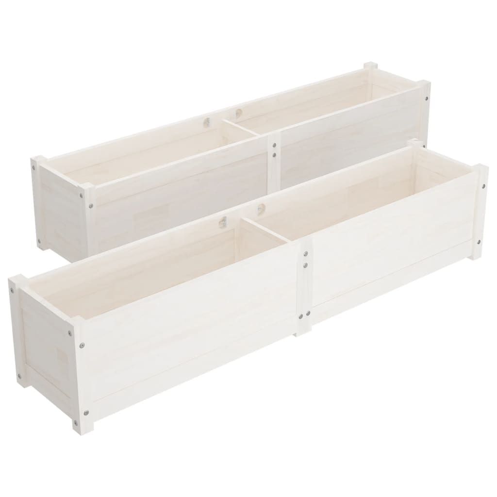 vidaXL Garden Raised Beds 2 pcs White 59.1"x12.2"x12.2" Solid Wood Pine