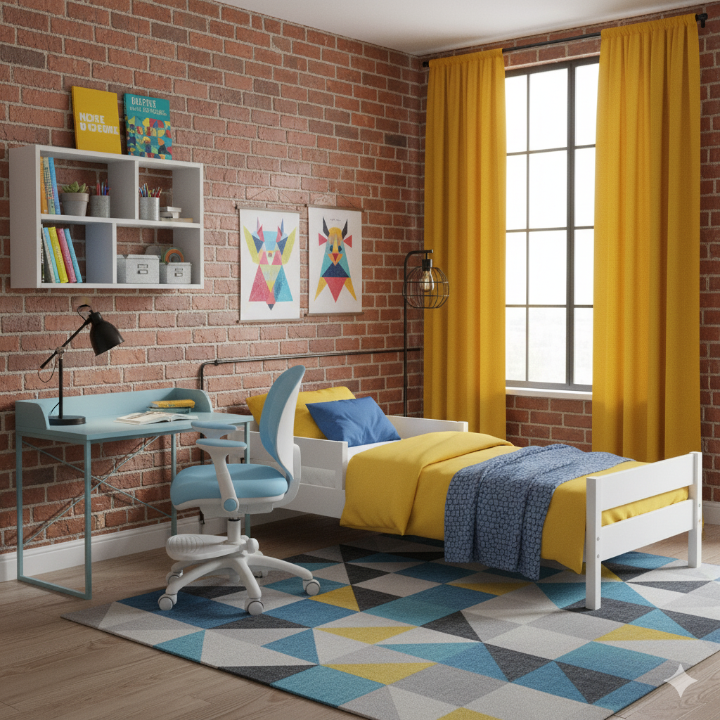 Industrial children's room for a boy