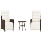 vidaXL 3 Piece Bistro Set with Cushions Brown Poly Rattan