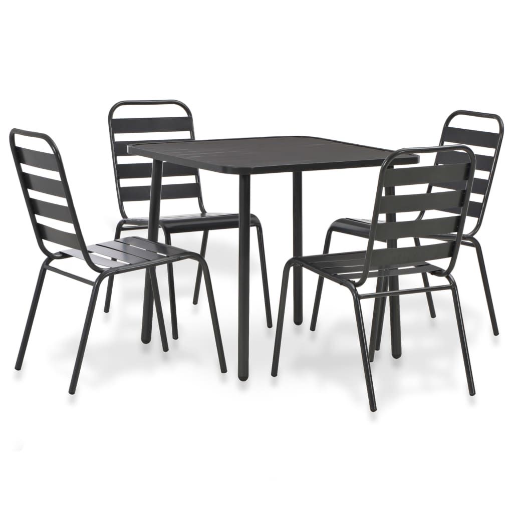 vidaXL 5 Piece Patio Dining Set Steel Dark Gray