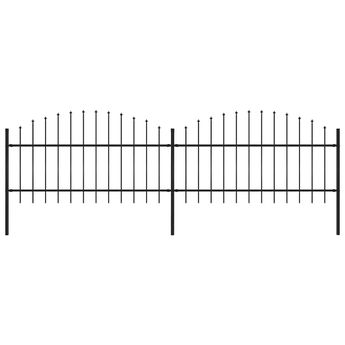 vidaXL Garden Fence with Spear Top Steel 359x125 cm Black