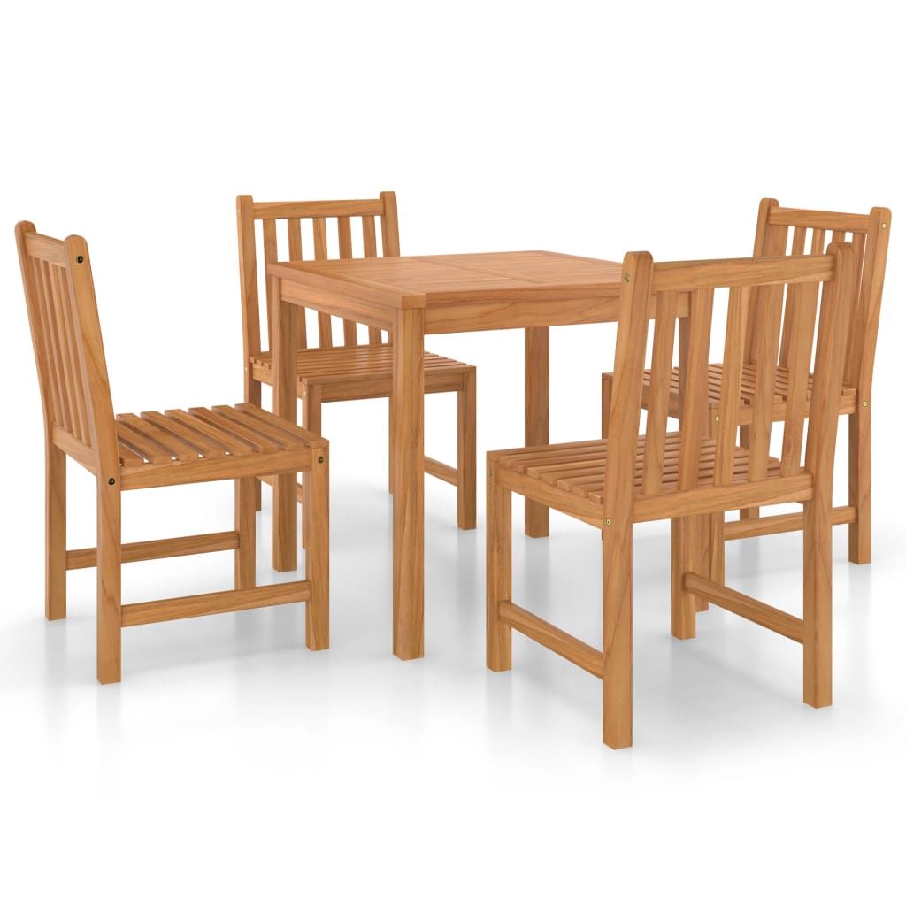 vidaXL 5 Piece Garden Dining Set 31.5" x 31.5" Solid Teak Wood